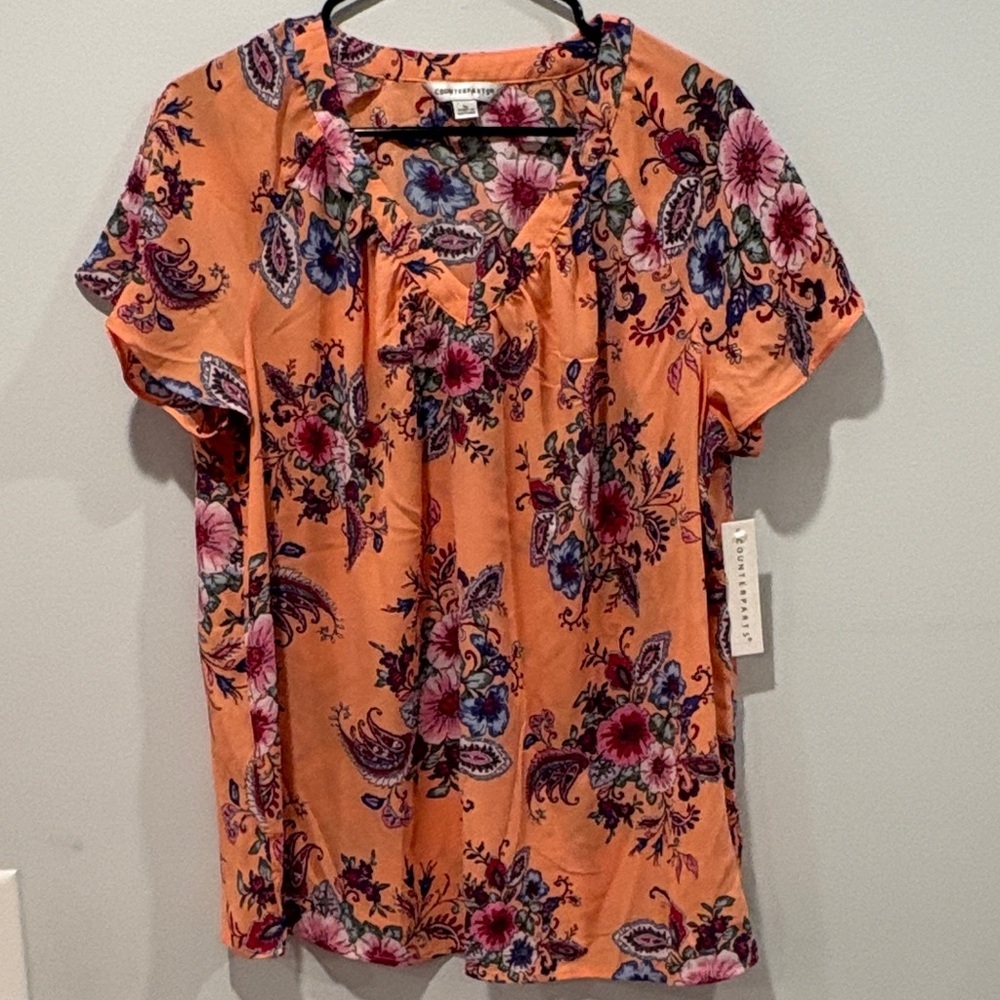 Counterparts Peach Floral Blouse